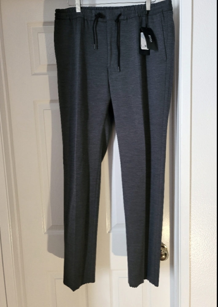 NWT - Hugo Boss Grey Trousers w/ Drawstring sz 36R
